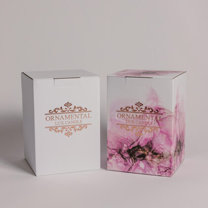 Ornamental Lux Candle Gift Box Pink & White